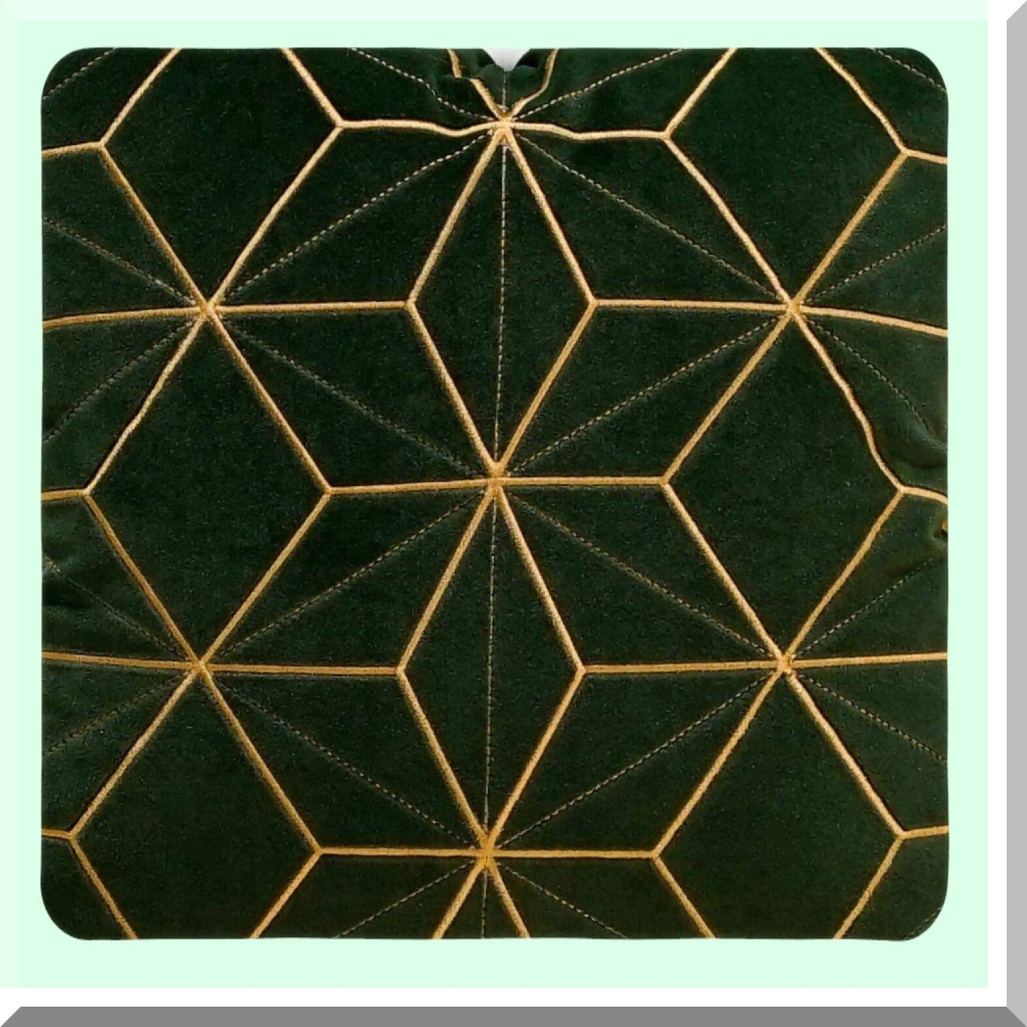 Luxury European Plaid Cushion Cover - Green Gold Throw Pillow for Living Room, Bedroom, Car - Decorative 18x18 Inches Couch Pillow Case