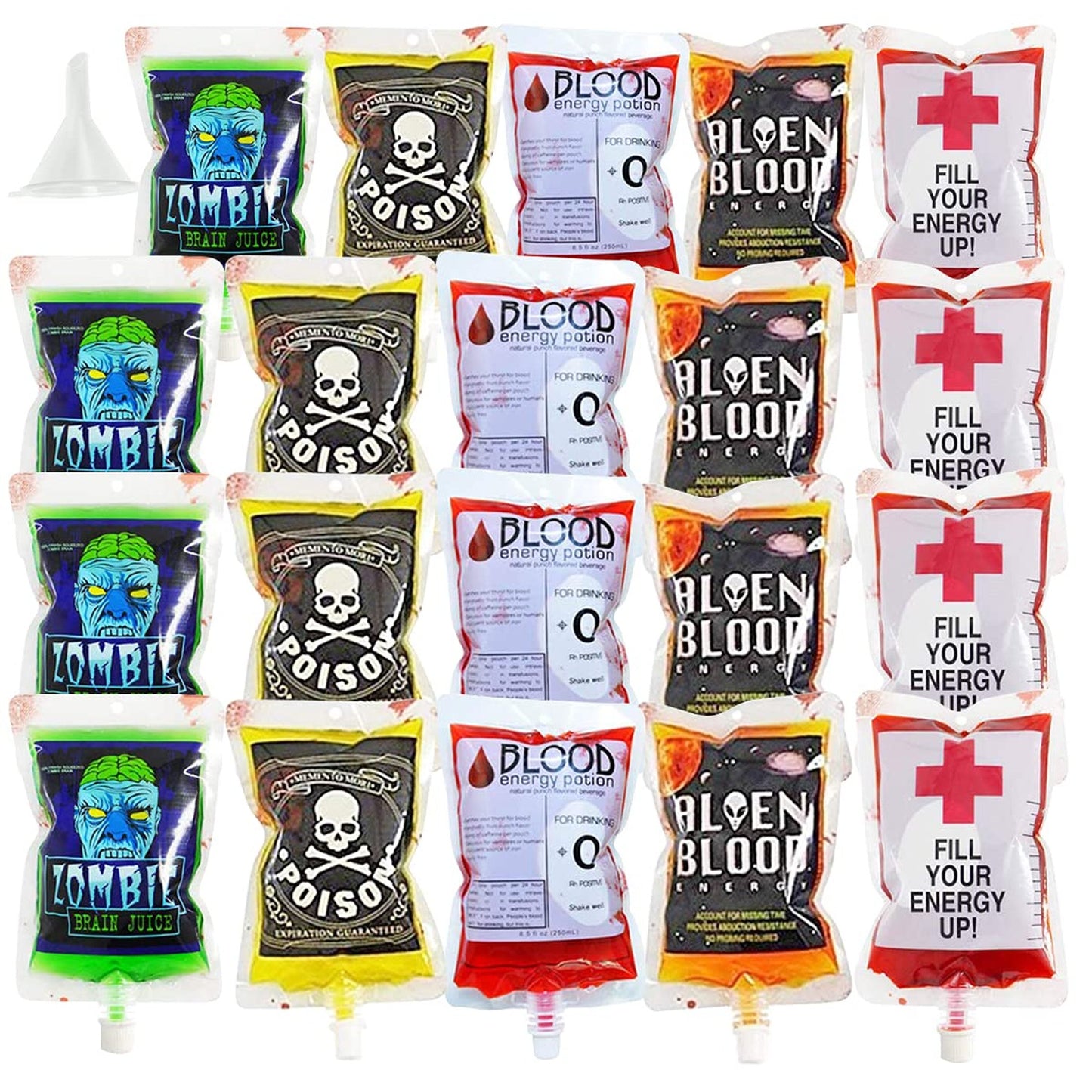 20 Pack Blood Bags for Drinks and Party Favors
