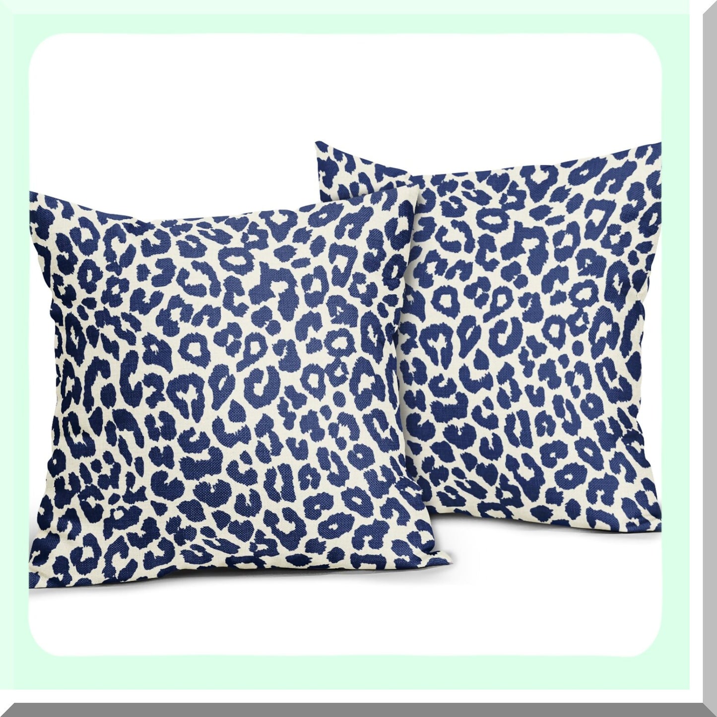 Navy Blue Animal Print Pillow Covers - Set of 2 Chinoiserie Decorative Throw Pillows - Farmhouse Linen Cushion Case for Sofa Couch Bed - Outdoor Pillowcase