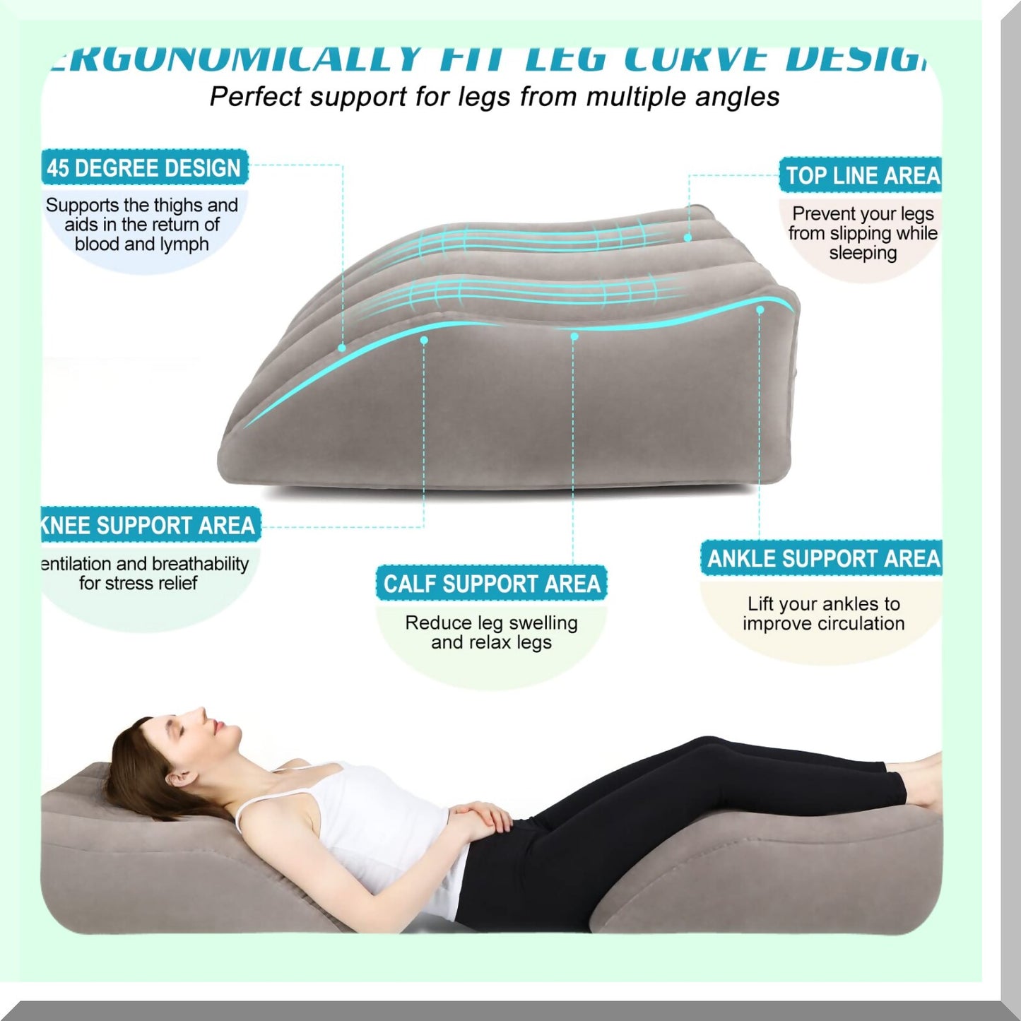 ElevateEase Leg Wedge Pillow - Inflatable Support for Swelling, Circulation, Back Pain Relief & Recovery - PVC Pillow for Surgery, Hip, Foot & Ankle