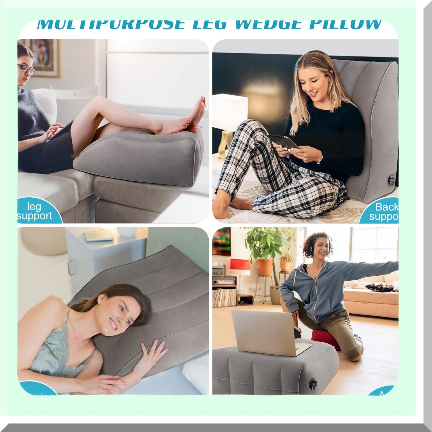 ElevateEase Leg Wedge Pillow - Inflatable Support for Swelling, Circulation, Back Pain Relief & Recovery - PVC Pillow for Surgery, Hip, Foot & Ankle