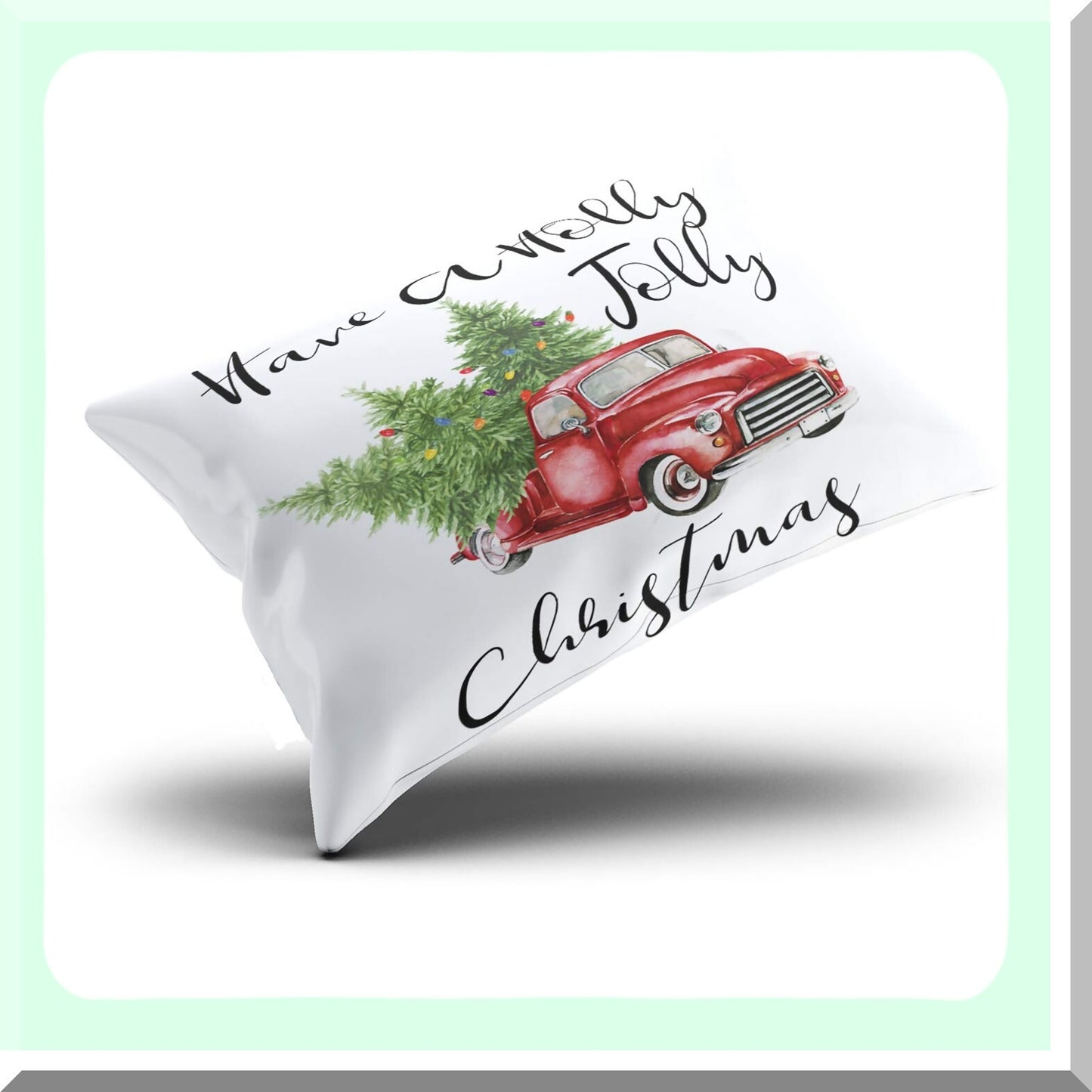 Holly Jolly Customizable Christmas Pillowcase - Red Green White Decorative Cushion Cover - 12x16 Inch Boudoir Throw Pillow - Hidden Zipper Design