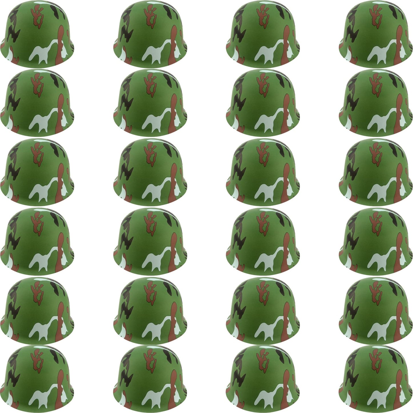 Camouflage Kids Army Helmets - 24 Pack Soldier Caps for Teens - Camo Party Supplies - Plastic Camouflage Hats - Accessories for Military Themed Events