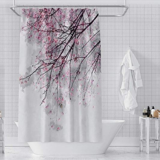 Cherry Blossoms Pink Floral Shower Curtain 72x72inch