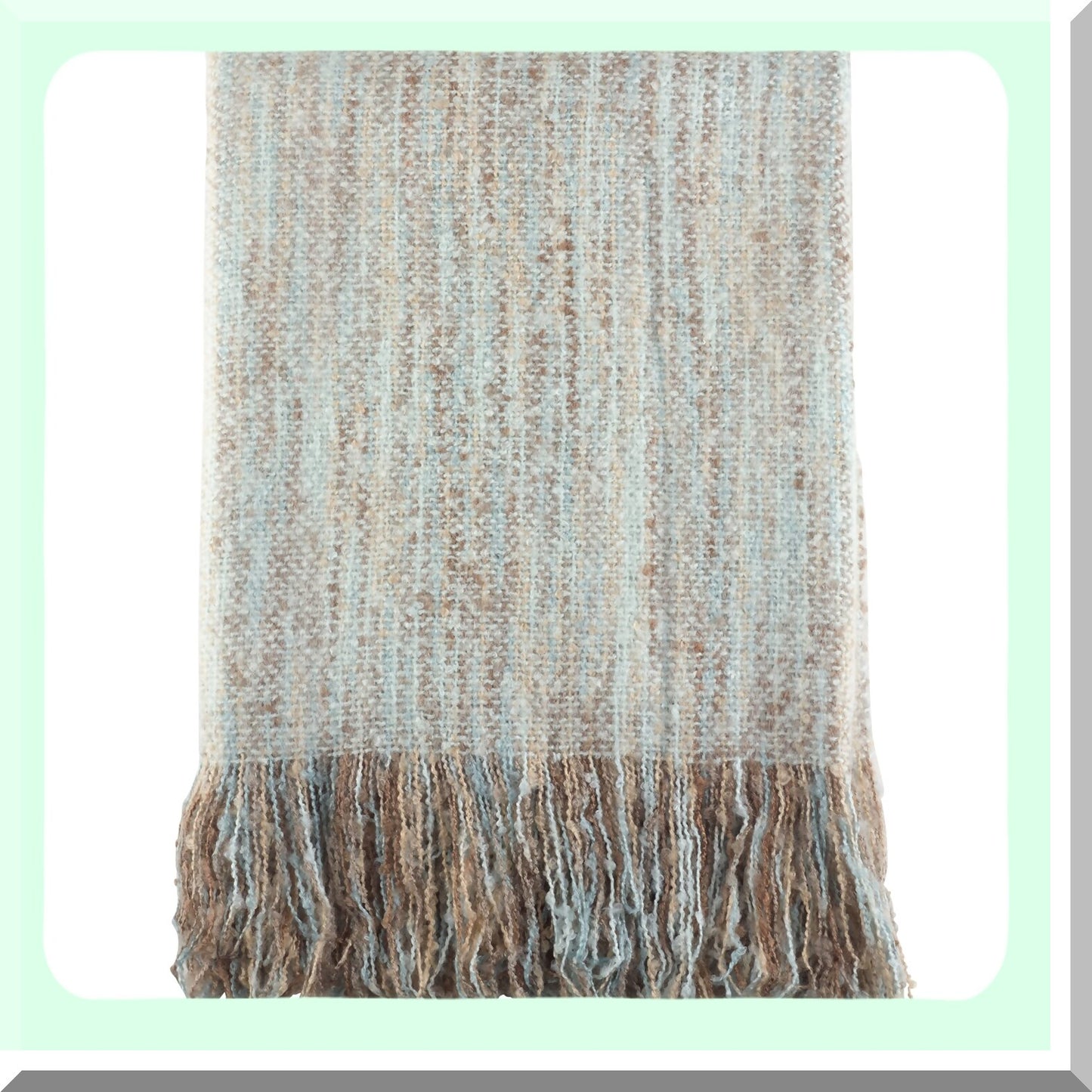 Aqua Breeze Mohair Fringe Throw Blanket - Lightweight & Cozy 50"x60"