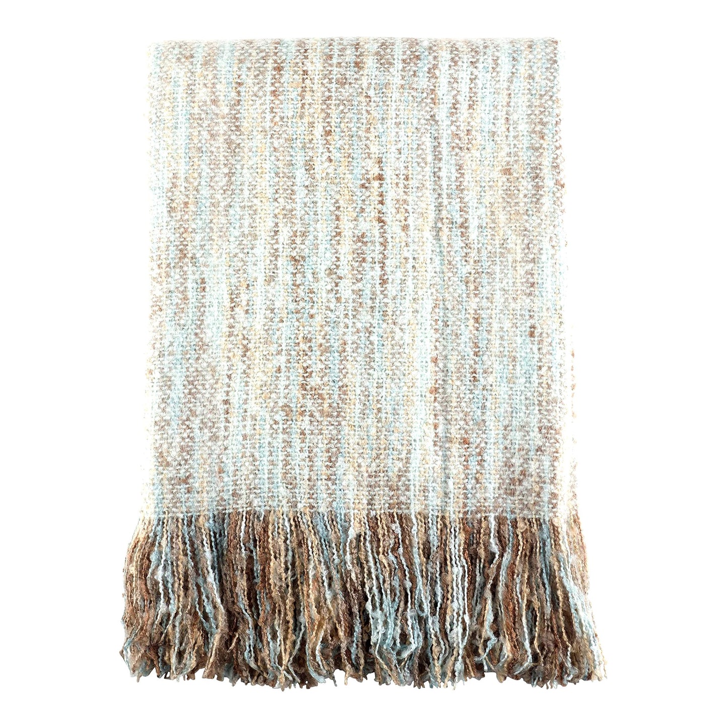 Aqua Breeze Mohair Fringe Throw Blanket - Lightweight & Cozy 50"x60"