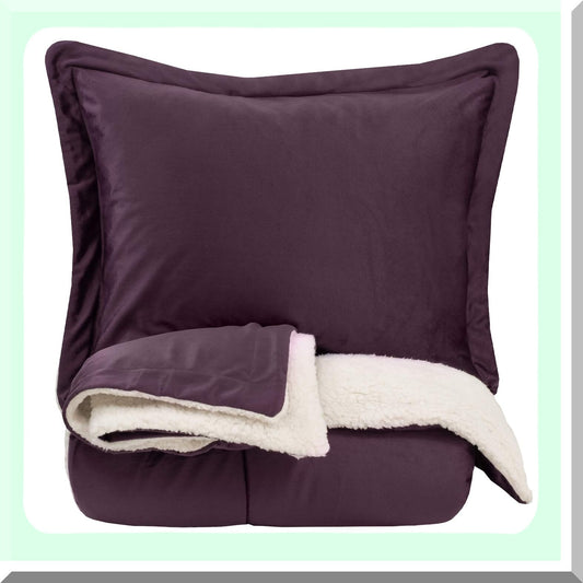 Luxury Sherpa Plush Bedding Set - Cozy Comforter, Soft Blanket, Warm Throw - King, Queen, Twin Sizes - Bedroom Decor, Home Essentials, Winter Bedding