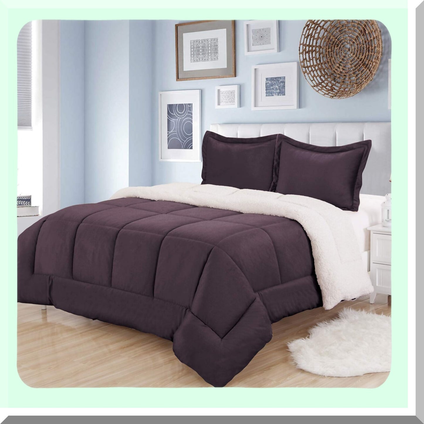 Luxury Sherpa Plush Bedding Set - Cozy Comforter, Soft Blanket, Warm Throw - King, Queen, Twin Sizes - Bedroom Decor, Home Essentials, Winter Bedding