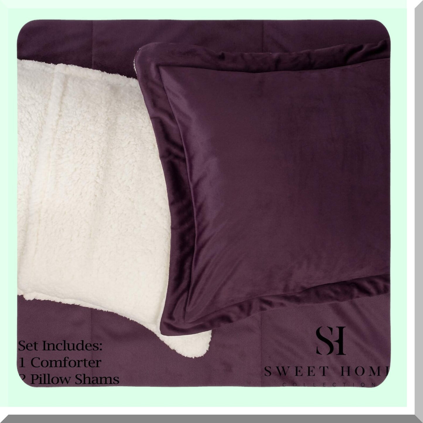 Luxury Sherpa Plush Bedding Set - Cozy Comforter, Soft Blanket, Warm Throw - King, Queen, Twin Sizes - Bedroom Decor, Home Essentials, Winter Bedding