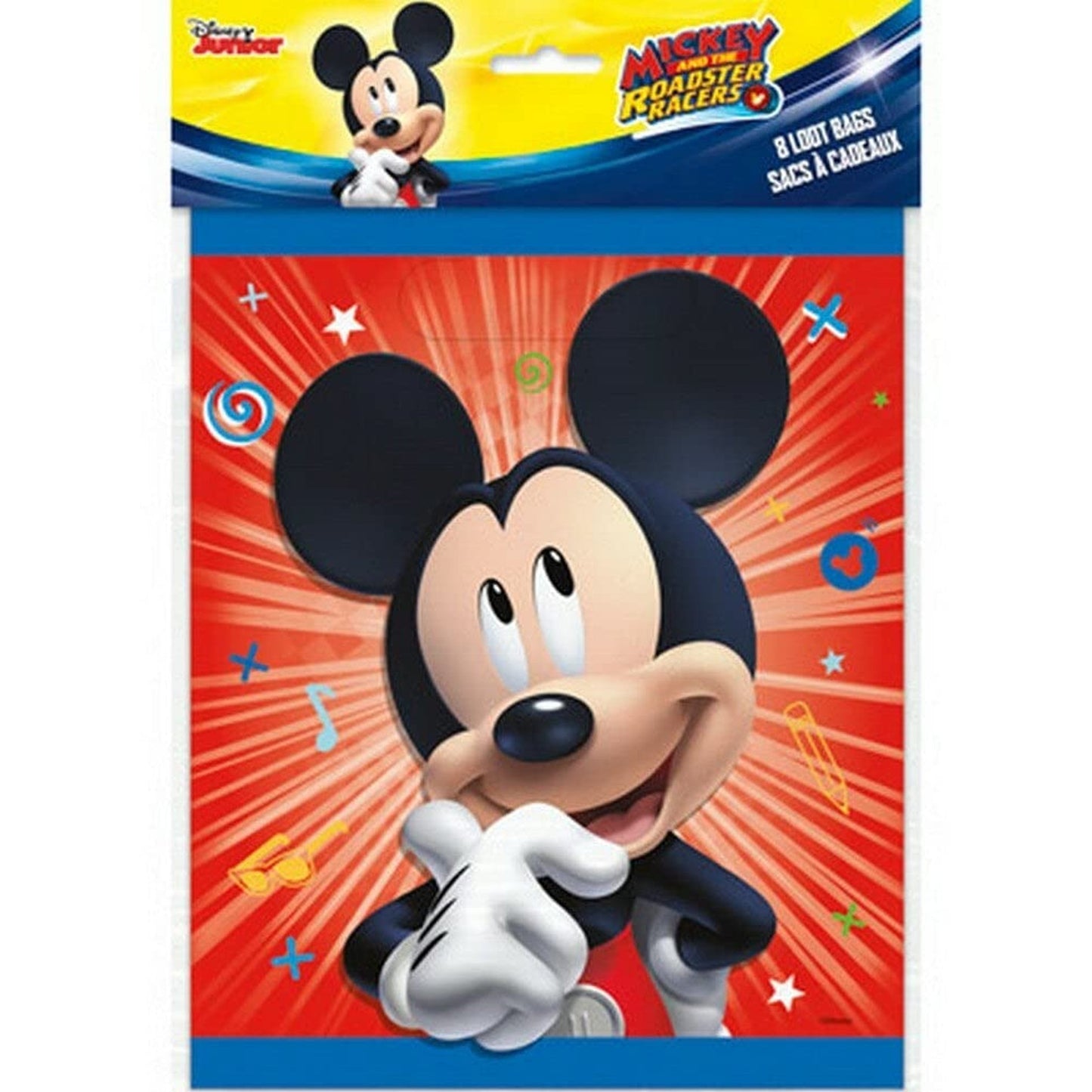 Mickey Mouse Roadster Party Loot Bags 8 Pack