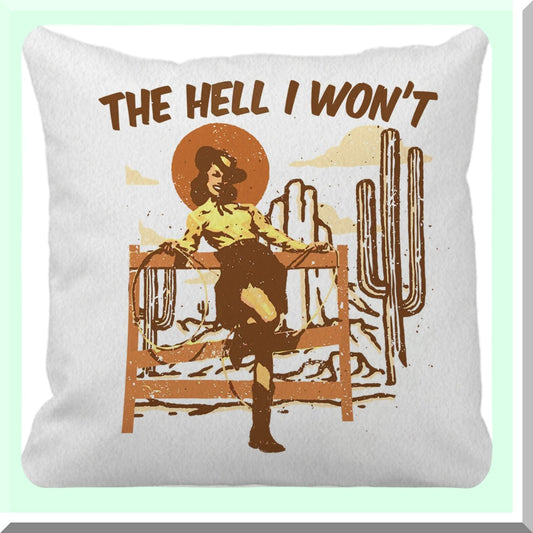 Retro Cowgirl Western Cactus Throw Pillow - Farmhouse Decor Cushion Cover for Living Room - Gifts for Cowgirl Women Girls - Countryside Lovers Décor