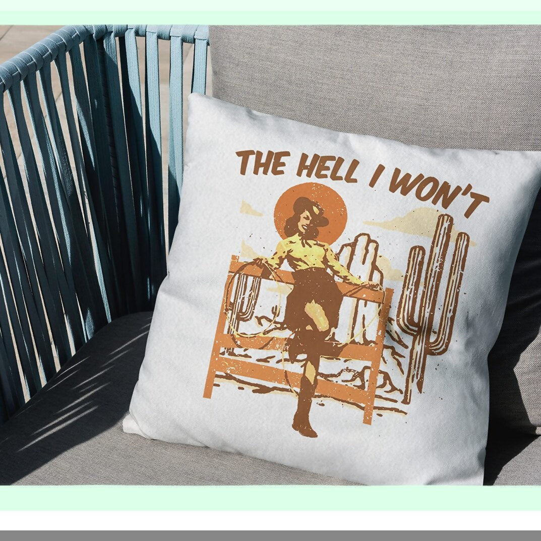 Retro Cowgirl Western Cactus Throw Pillow - Farmhouse Decor Cushion Cover for Living Room - Gifts for Cowgirl Women Girls - Countryside Lovers Décor