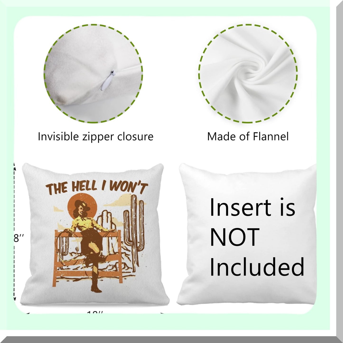 Retro Cowgirl Western Cactus Throw Pillow - Farmhouse Decor Cushion Cover for Living Room - Gifts for Cowgirl Women Girls - Countryside Lovers Décor