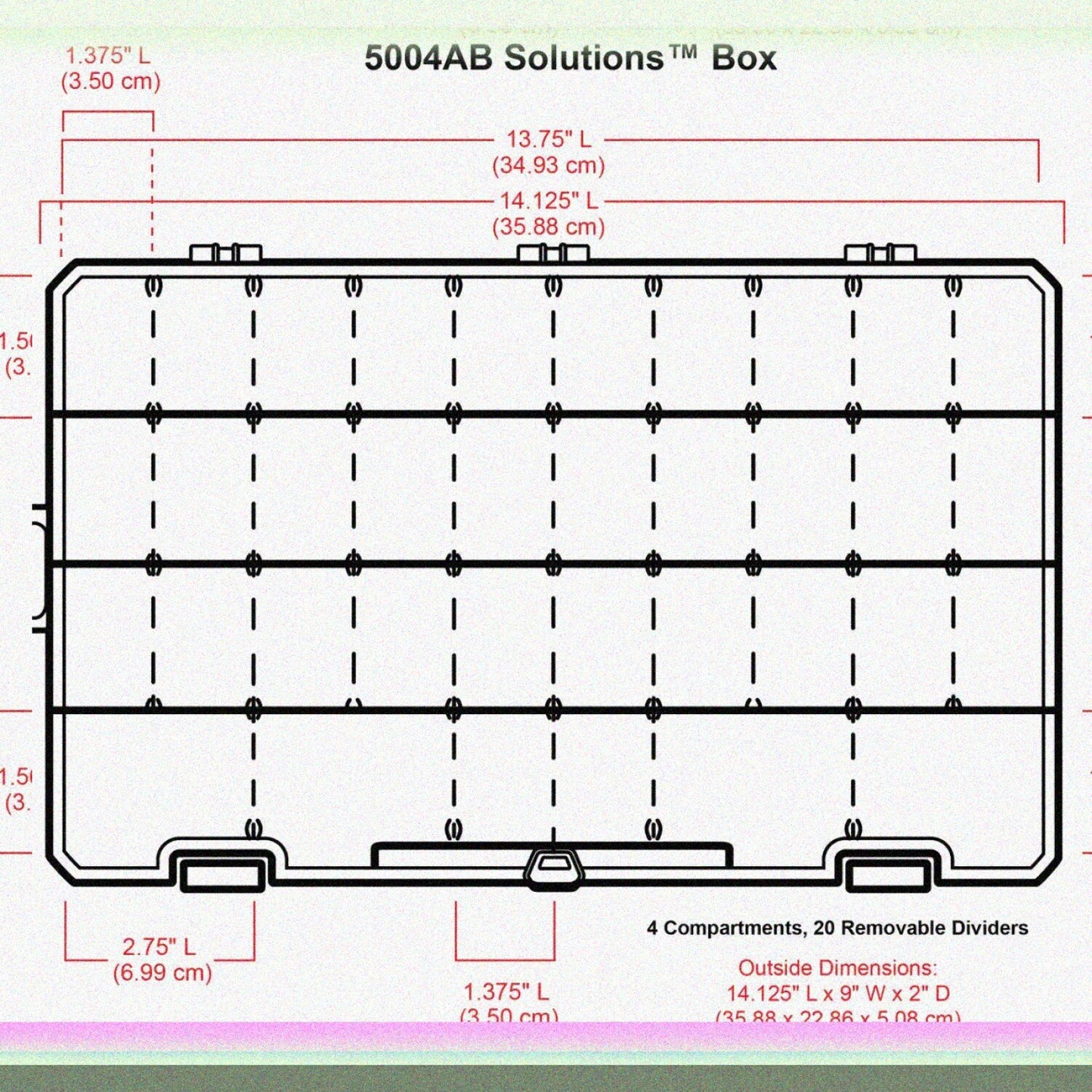 Large Solutions Box with Dividers, Clear, 1