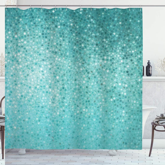Dot Shower Curtain, Small Tiles, Water Resistant, 69" x 70", Turquoise