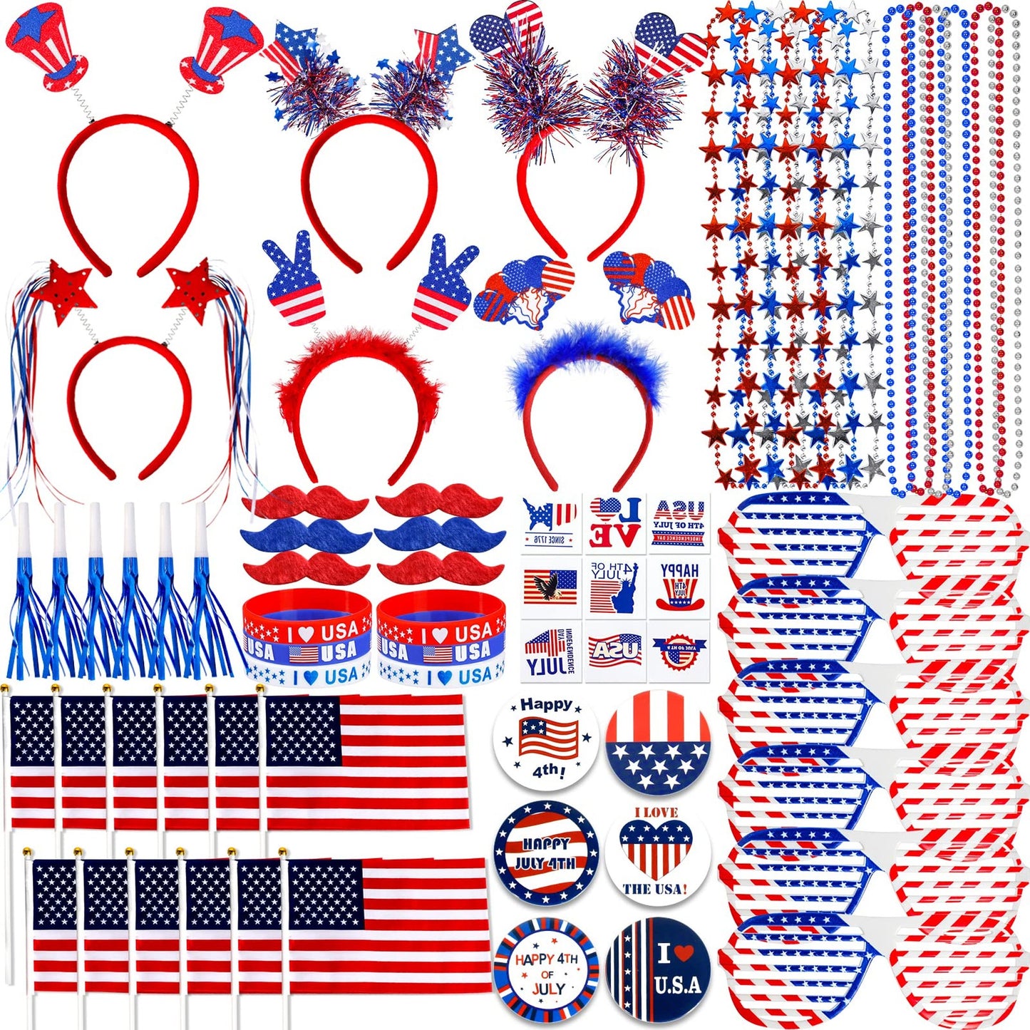 Patriotic 4th of July Party Supplies Bulk Set