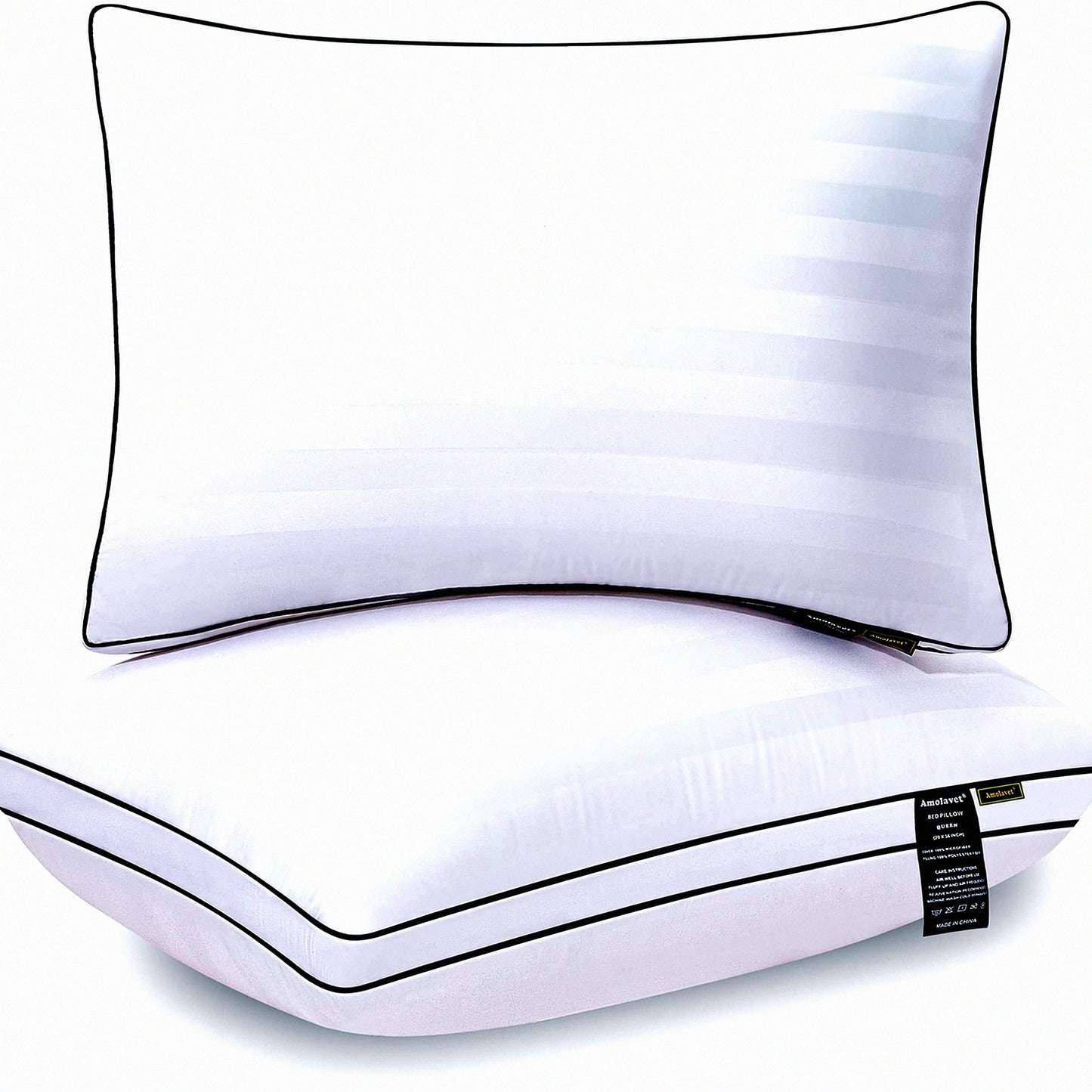 FluffRest Queen Size Pillow Set - Medium Firm Adjustable Pillows for Sleeping - Super Soft Down Alternative - Side & Back Sleeper Pillows