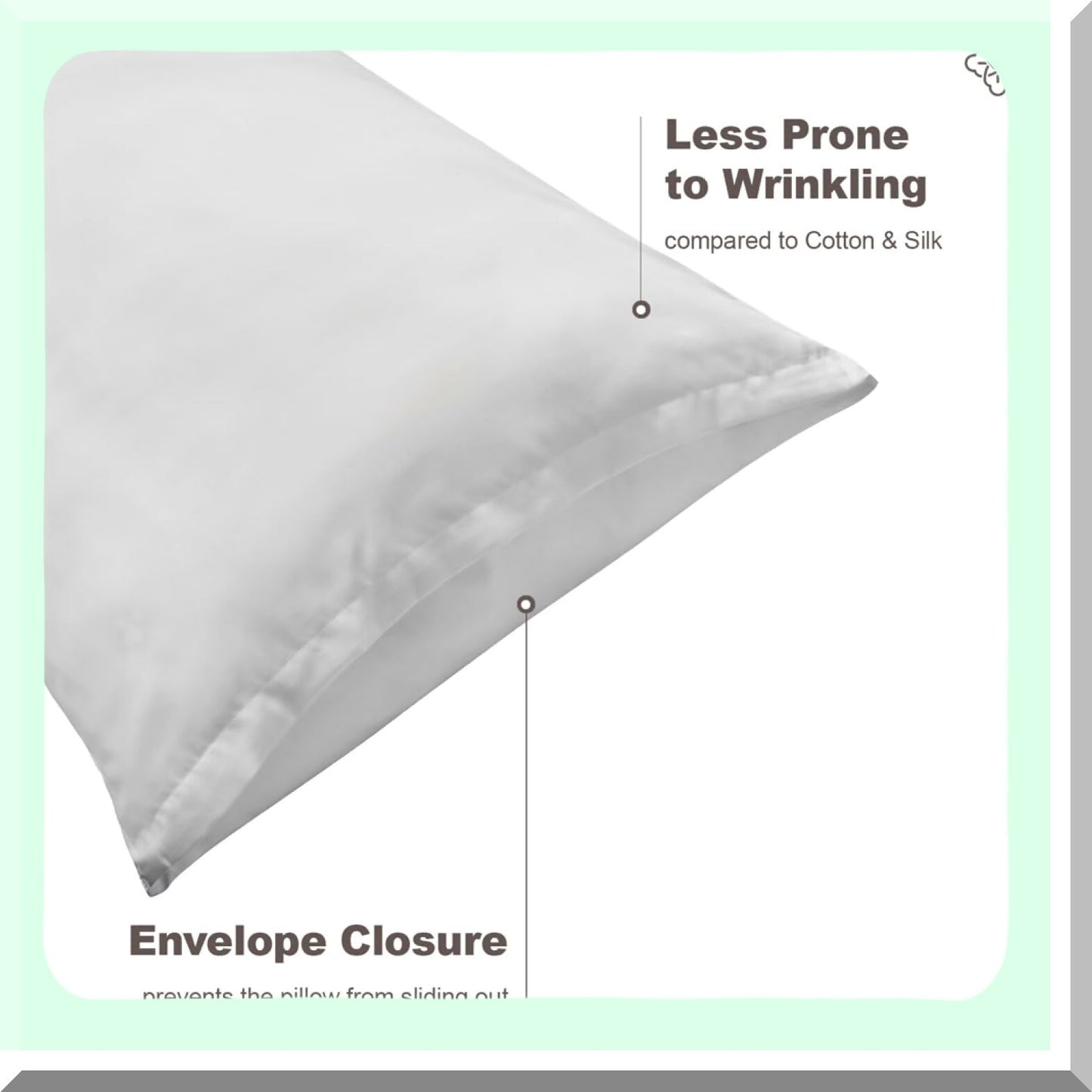 Luxury Lyocell Silk Body Pillowcase - Envelope Closure, 100% Alternative Silk, Hair Care, 21 x 54, White - Soft, Smooth, Hypoallergenic