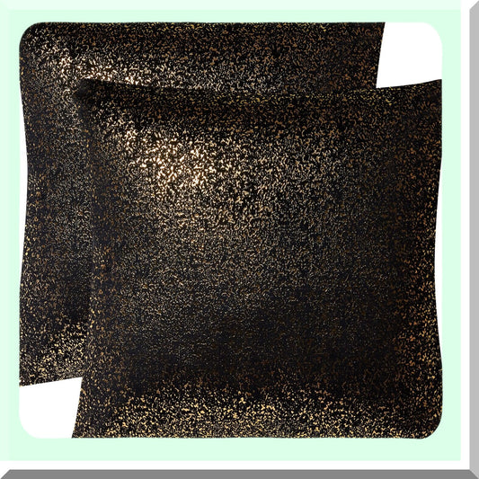 Luxury Black Gold Velvet Throw Pillow Set - 24x24 Living Room Decor - Soft Cushion Case with Hidden Zipper - Elegant Accent Pillows for Bedroom - Set of 2
