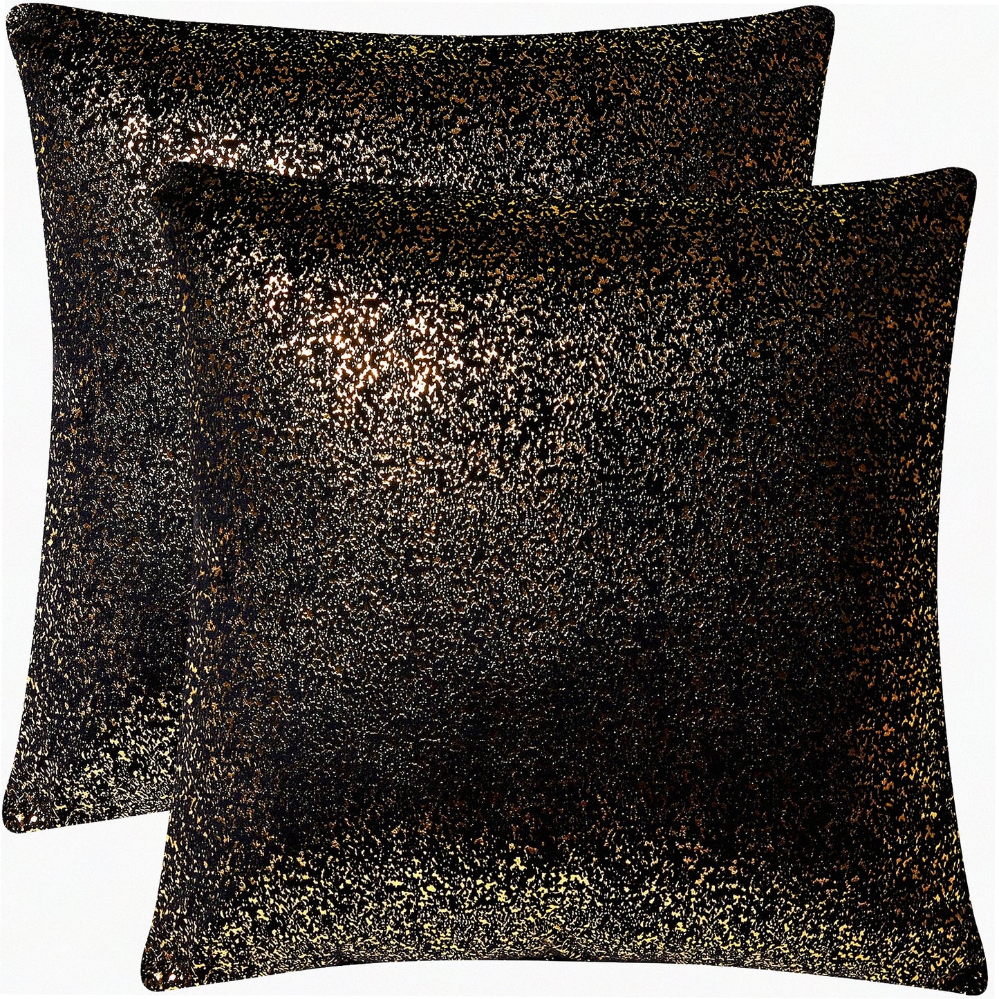 Luxury Black Gold Velvet Throw Pillow Set - 24x24 Living Room Decor - Soft Cushion Case with Hidden Zipper - Elegant Accent Pillows for Bedroom - Set of 2