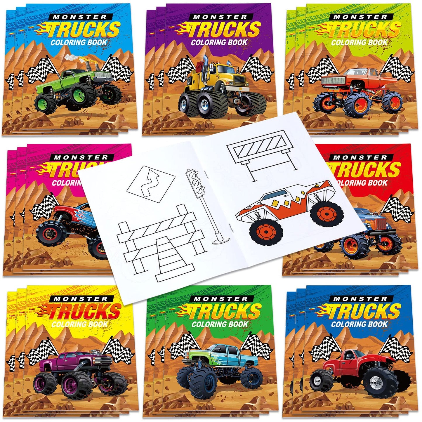 Truck Party Coloring Books - 24 Pcs Mini DIY Art Drawing Book Set for Kids - Truck Themed Birthday Goodie Bag Filler and Classroom Supplies - Activity Sheets for Creative Fun