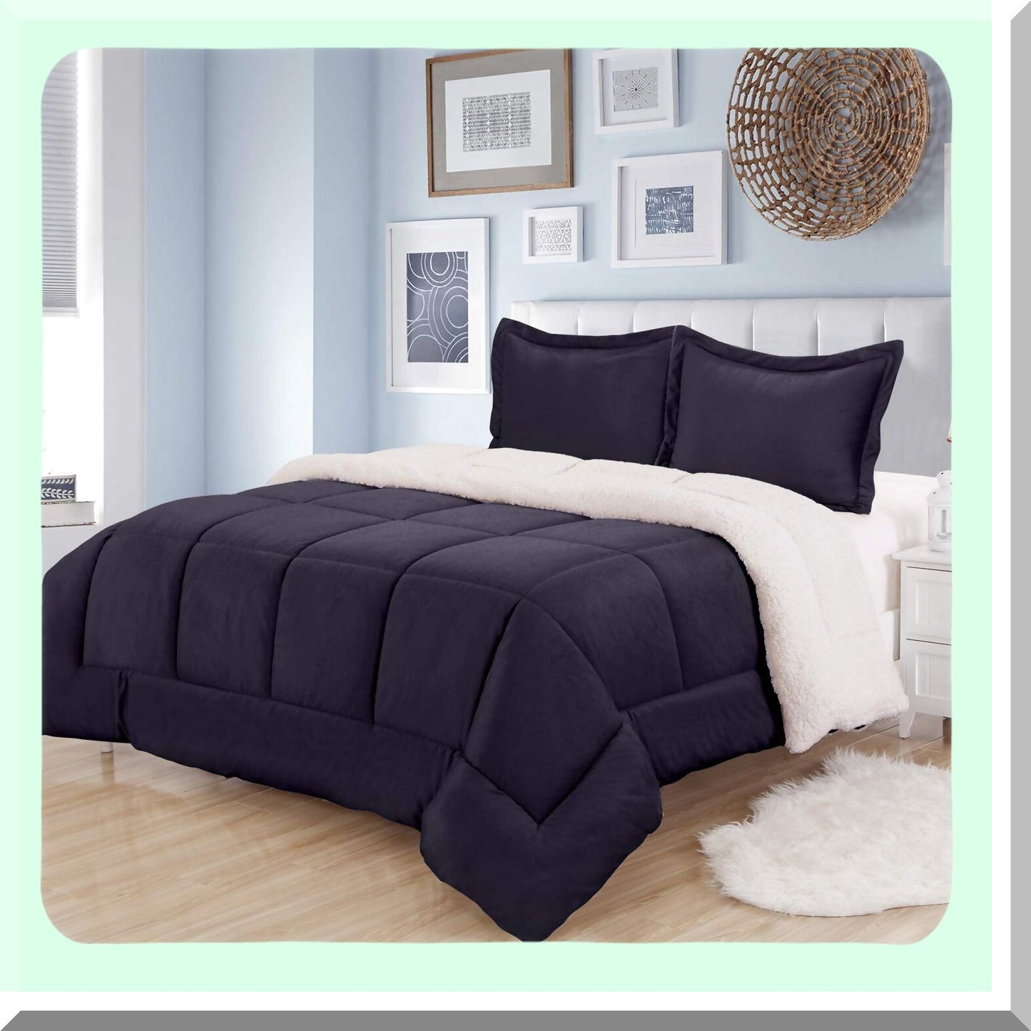 Luxury Sherpa Plush Bedding Set - Cozy Comforter, Soft Blanket, Warm Throw - King, Queen, Twin Sizes - Bedroom Decor, Home Essentials, Winter Bedding