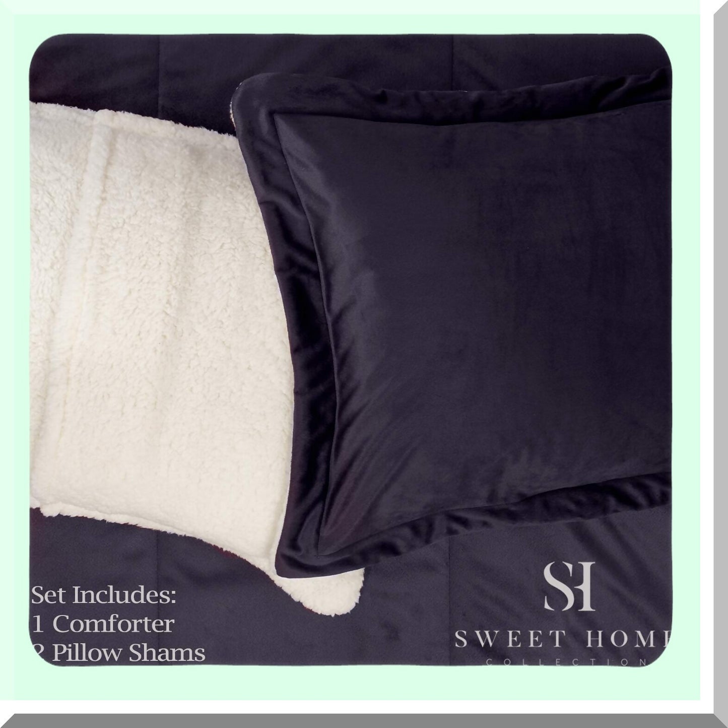 Luxury Sherpa Plush Bedding Set - Cozy Comforter, Soft Blanket, Warm Throw - King, Queen, Twin Sizes - Bedroom Decor, Home Essentials, Winter Bedding