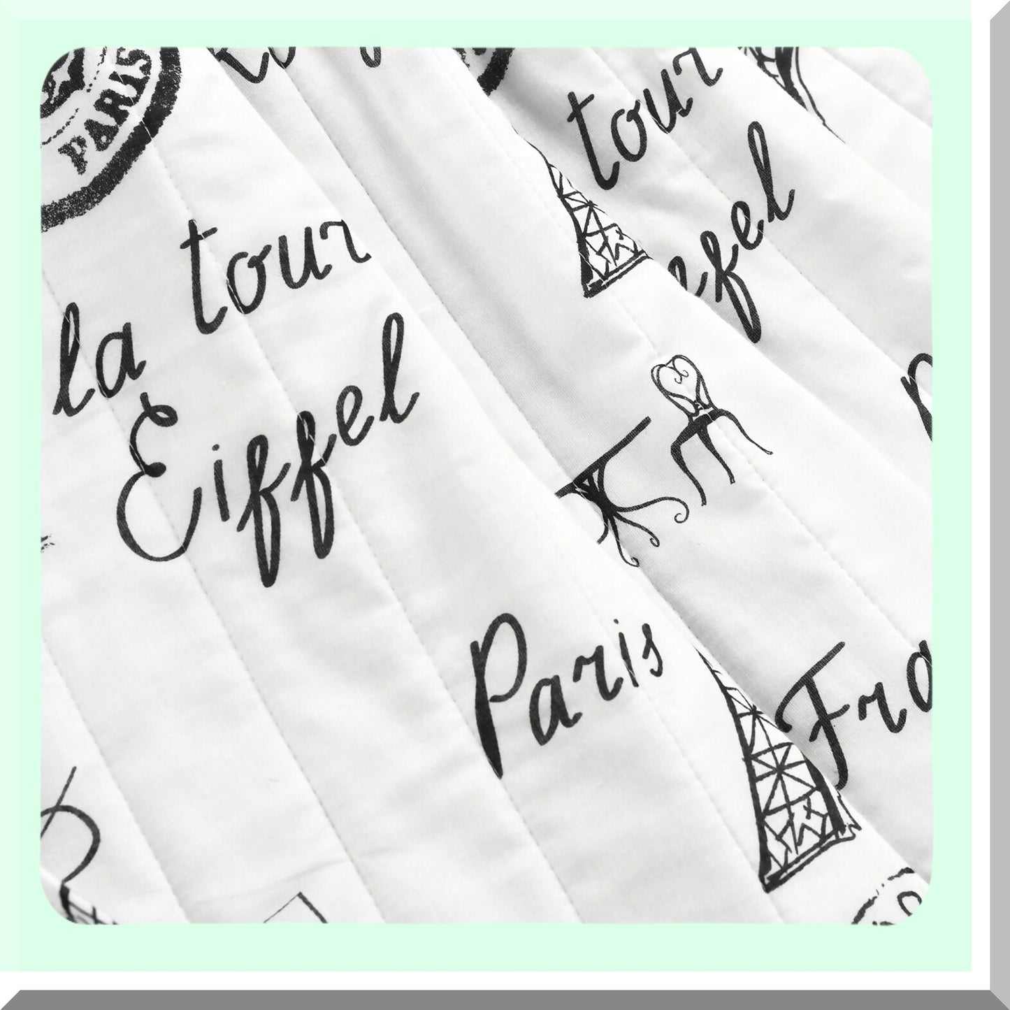 Parisian Chic Reversible Cotton Throw Blanket, 60" x 50", Black & White Elegance