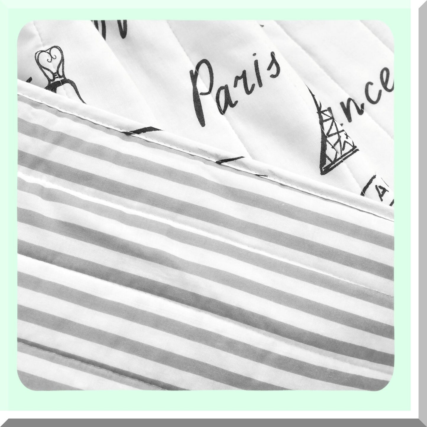 Parisian Chic Reversible Cotton Throw Blanket, 60" x 50", Black & White Elegance