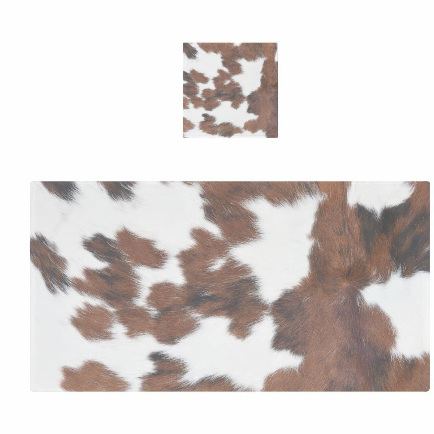 White Brown Print Cow Cotton Towels Set of 2