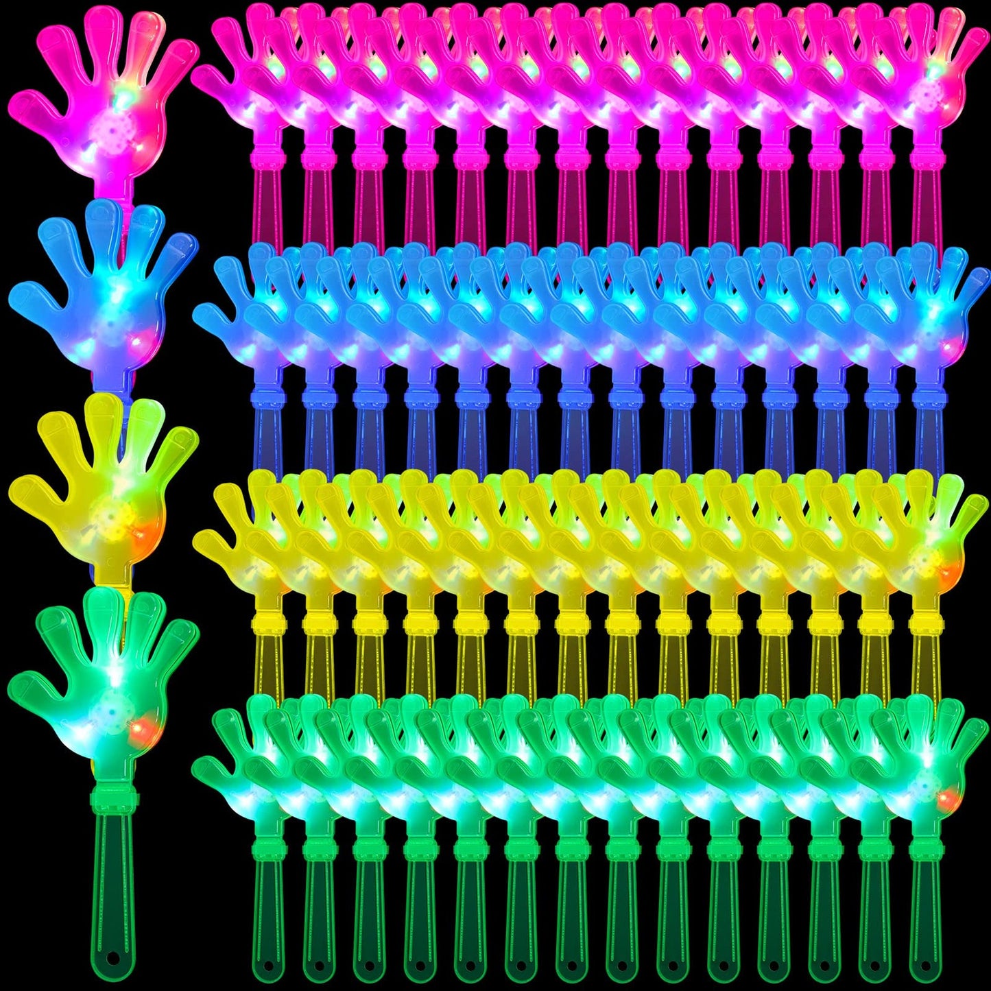 LED Clap Party Pack - 60 Pack LED Hand Clappers & Noisemakers for Kids & Adults at Sporting Events, Concerts, Birthdays, and Fiesta Parties - 9.4 Inch