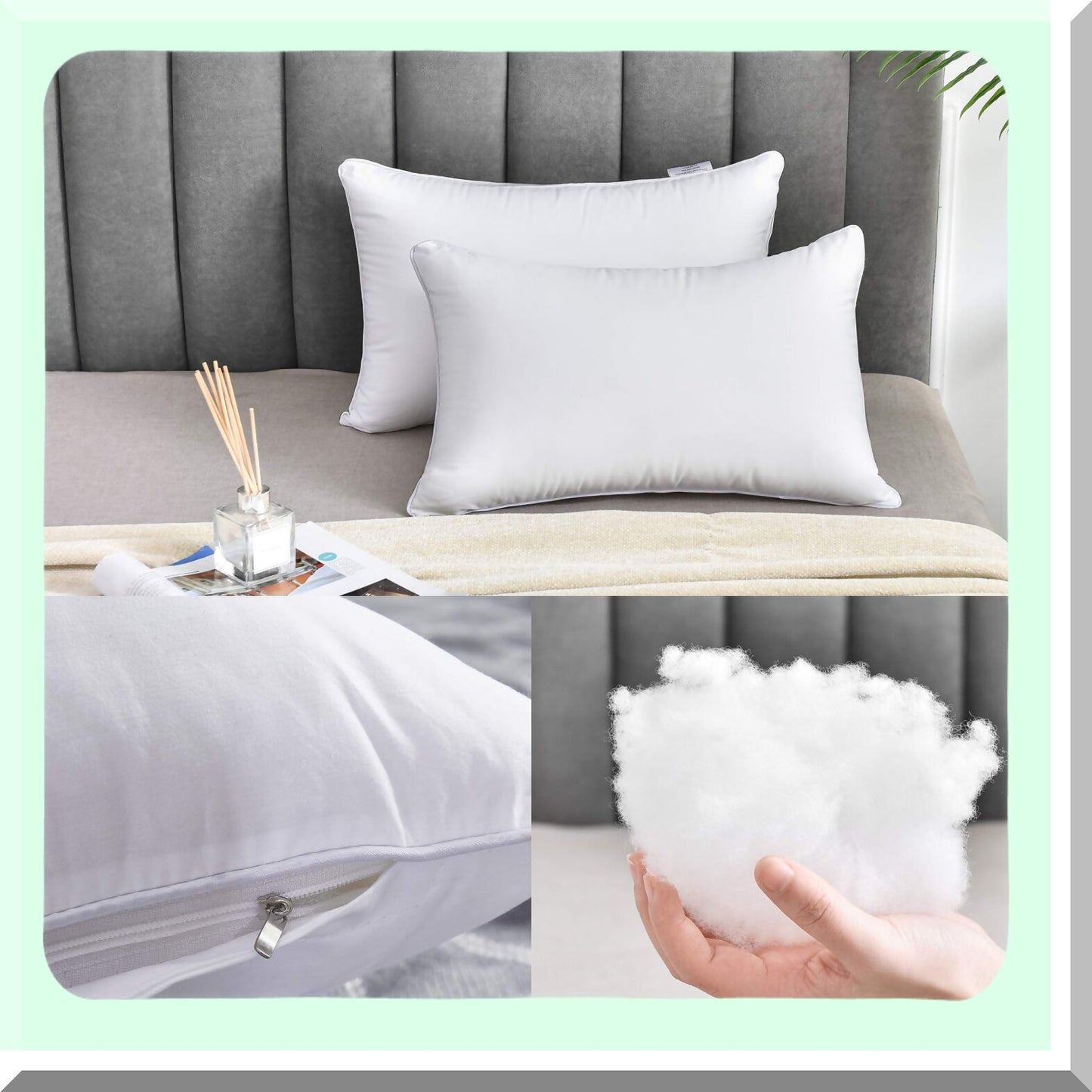 Cotton Comfort Lumbar Pillow Inserts - Set of 2 | Rectangle Square Sofa Decorative Insert Pair | White Couch Cushion - 14 x 22 Interior Pillow