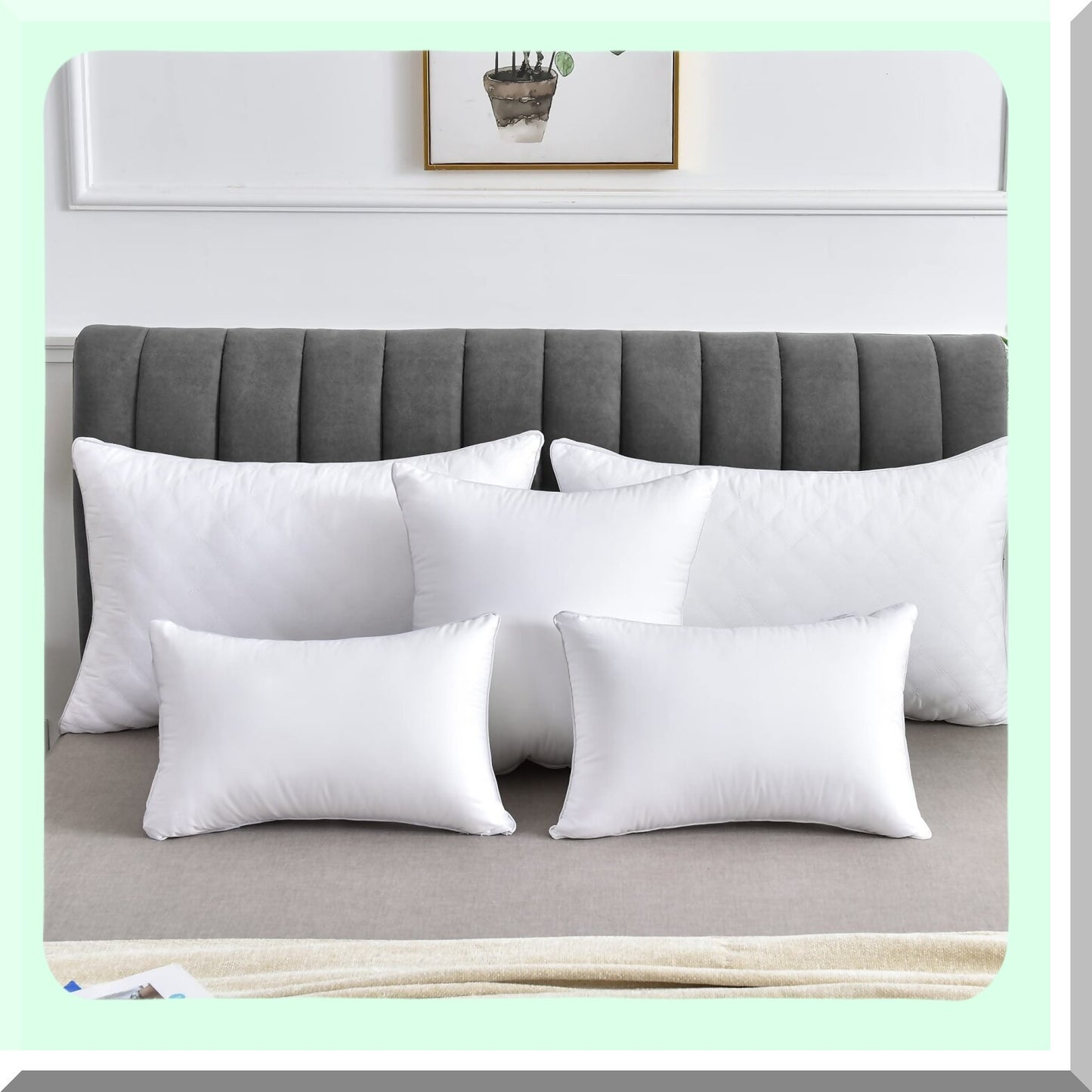 Cotton Comfort Lumbar Pillow Inserts - Set of 2 | Rectangle Square Sofa Decorative Insert Pair | White Couch Cushion - 14 x 22 Interior Pillow