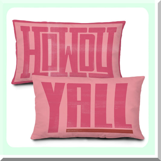 Cowgirl Chic Pillow Covers - Set of 2, Pink Western Howdy Decorative Throw Pillowcases for Couch Sofa - 12x20 Size