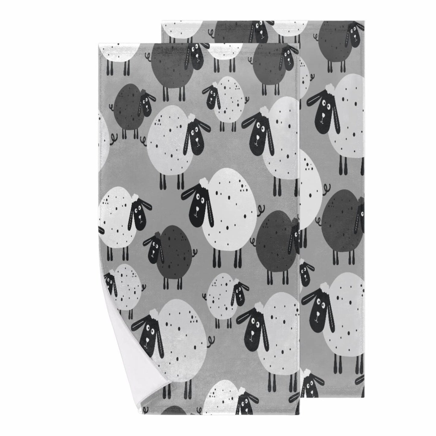 Cartoon Sheep Bath Hand Towels Set of 2