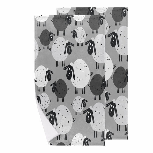 Cartoon Sheep Bath Hand Towels Set of 2