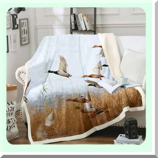 QuackComfort Mallard Duck Fleece Throw - Cozy Hunting Themed Blanket for Kids, Teens, and Adults