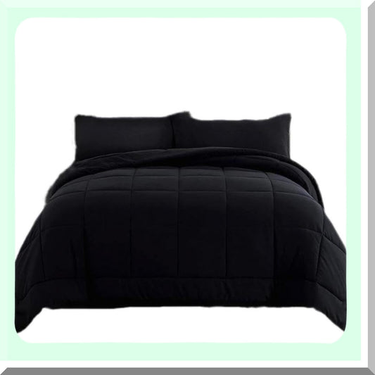 Luxury Black Comforter Set - 3 Piece Bed in a Bag Bundle | Wrinkle & Fade Resistant Soft Bedding | Hotel Quality Bed Set