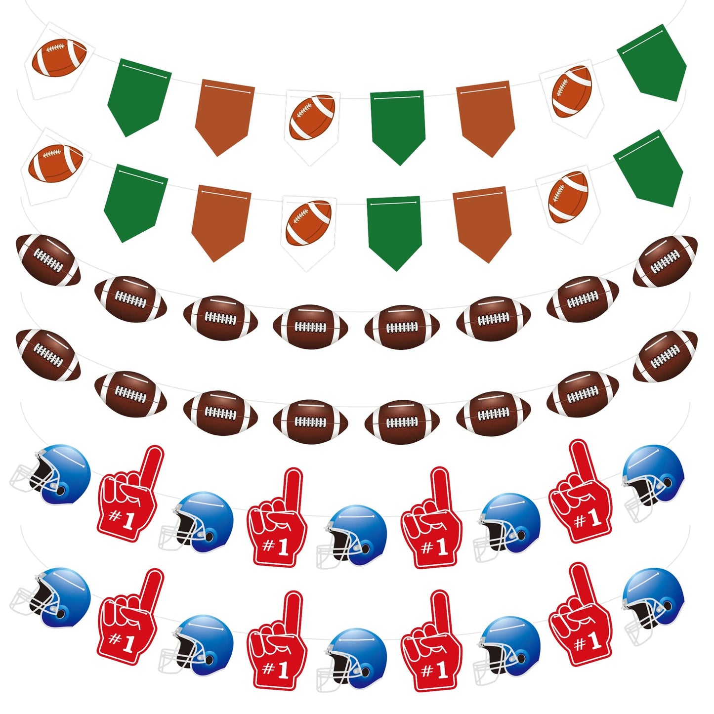Touchdown Party Pack - Football Banner, Hanging Decorations, and Garland Set for Themed Birthday Parties, Bowl Game Fans, and Home Decor