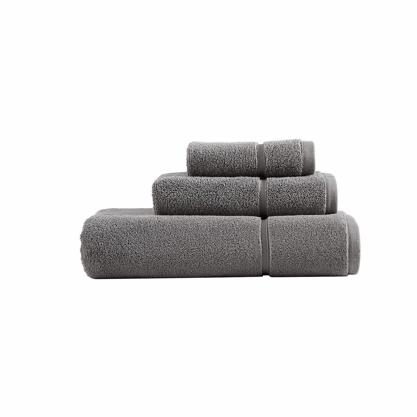 Bath Towels Set 3 Piece Grey Cotton
