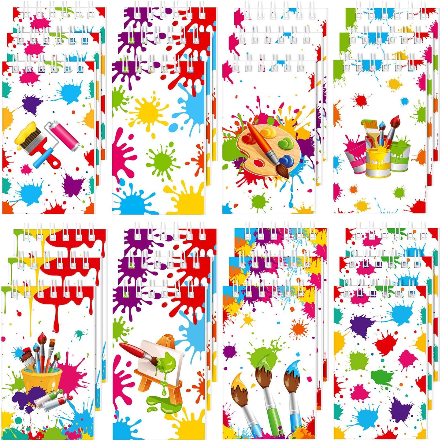 Art Party Mini Spiral Notebooks - Set of 24 | Paint Theme Pocket Notepads for Kids | Birthday Party Favors & Classroom Rewards Supplies | Art Painting Party Decorations & Gifts