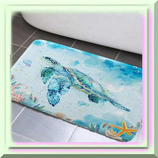 Sea Turtle Bathroom Rug 17x29 Inches