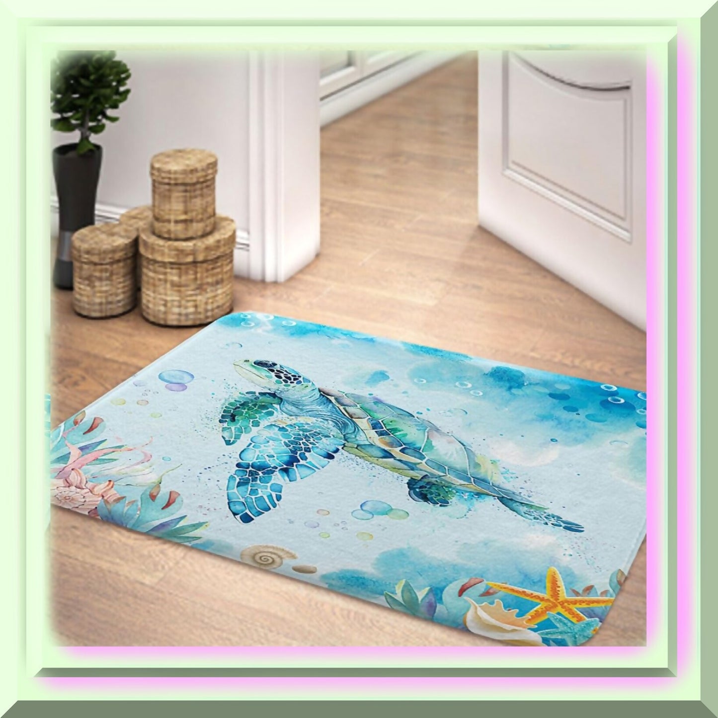 Sea Turtle Bathroom Rug 17x29 Inches