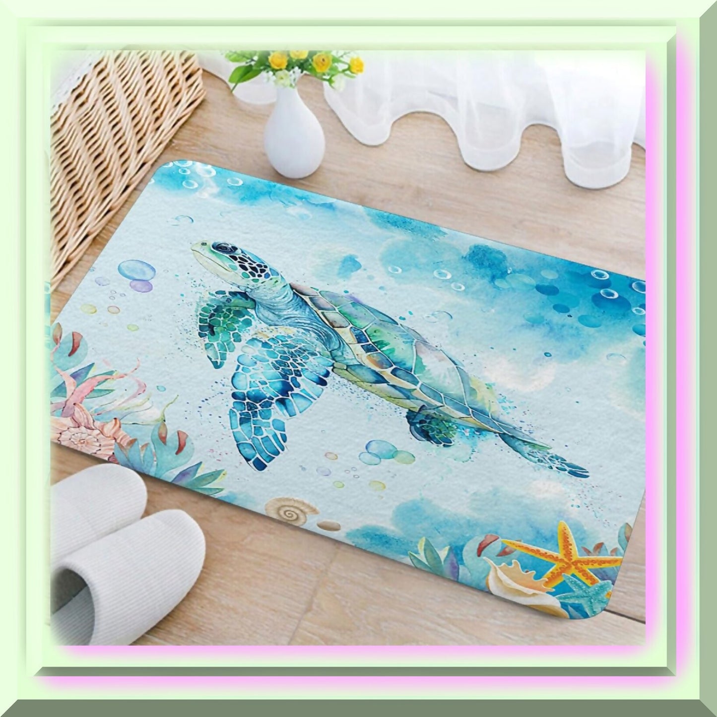 Sea Turtle Bathroom Rug 17x29 Inches
