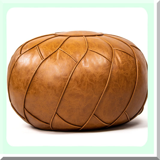 Moroccan Leather Footrest Pouf - Natural Brown 23x11 - Ottoman Storage Solution - Floor Cushion - Unstuffed Footstool
