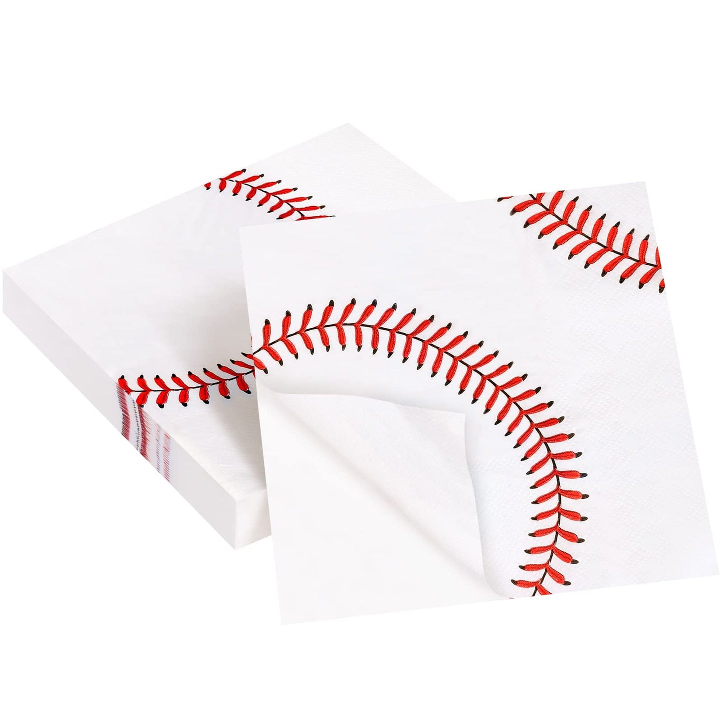 Baseball Party Pack - 48 Count Baseball Paper Napkins for Sports Themed Birthday Parties, Disposable Cocktail Napkins 13 x 13 Inches