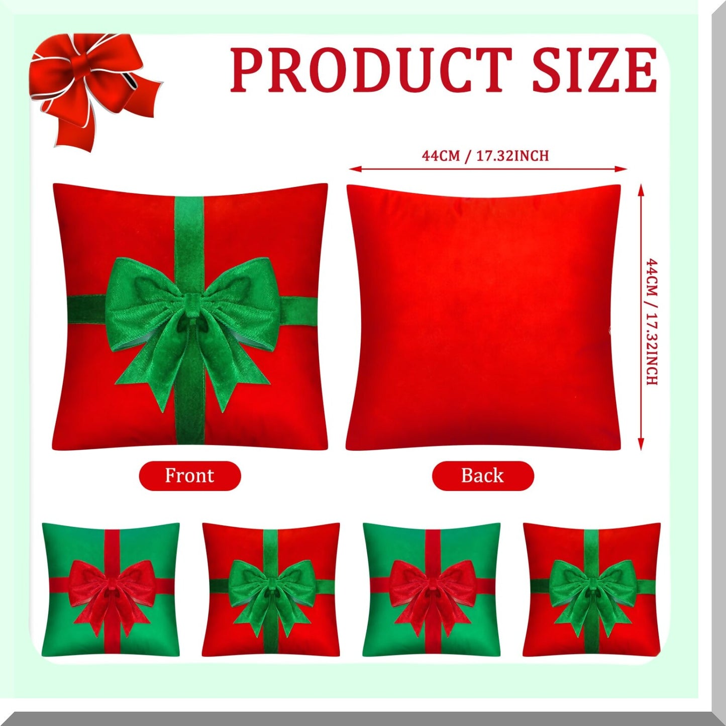 Winter Wonderland Pillow Cover Set - Xmas Holiday Farmhouse Decor Gift Box Style Throw Pillow Cases for Couch & Sofa, 18x18 Square Home Floor Décor