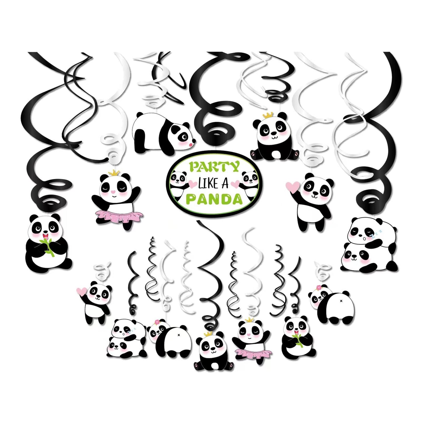 Panda Party Swirls - 30PCS Cute Bear Birthday Hanging Decorations for Kids Boy and Girl Baby Shower. Perfect Panda Theme Party Supplies & Favors!