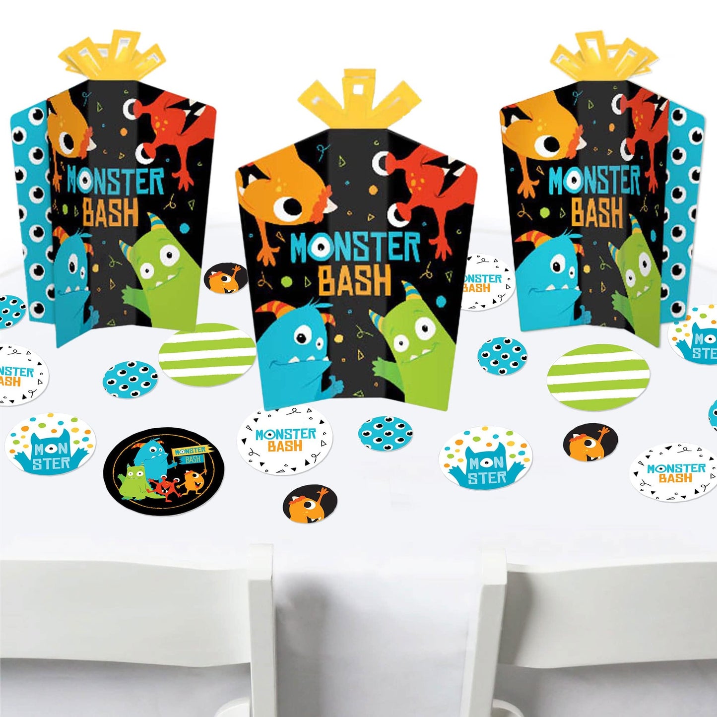 Monster Bash Party Pack - Little Monster Birthday or Baby Shower Decor Kit with Confetti - Terrific Table Centerpiece Set of 30 - Fun and Festive Decorations