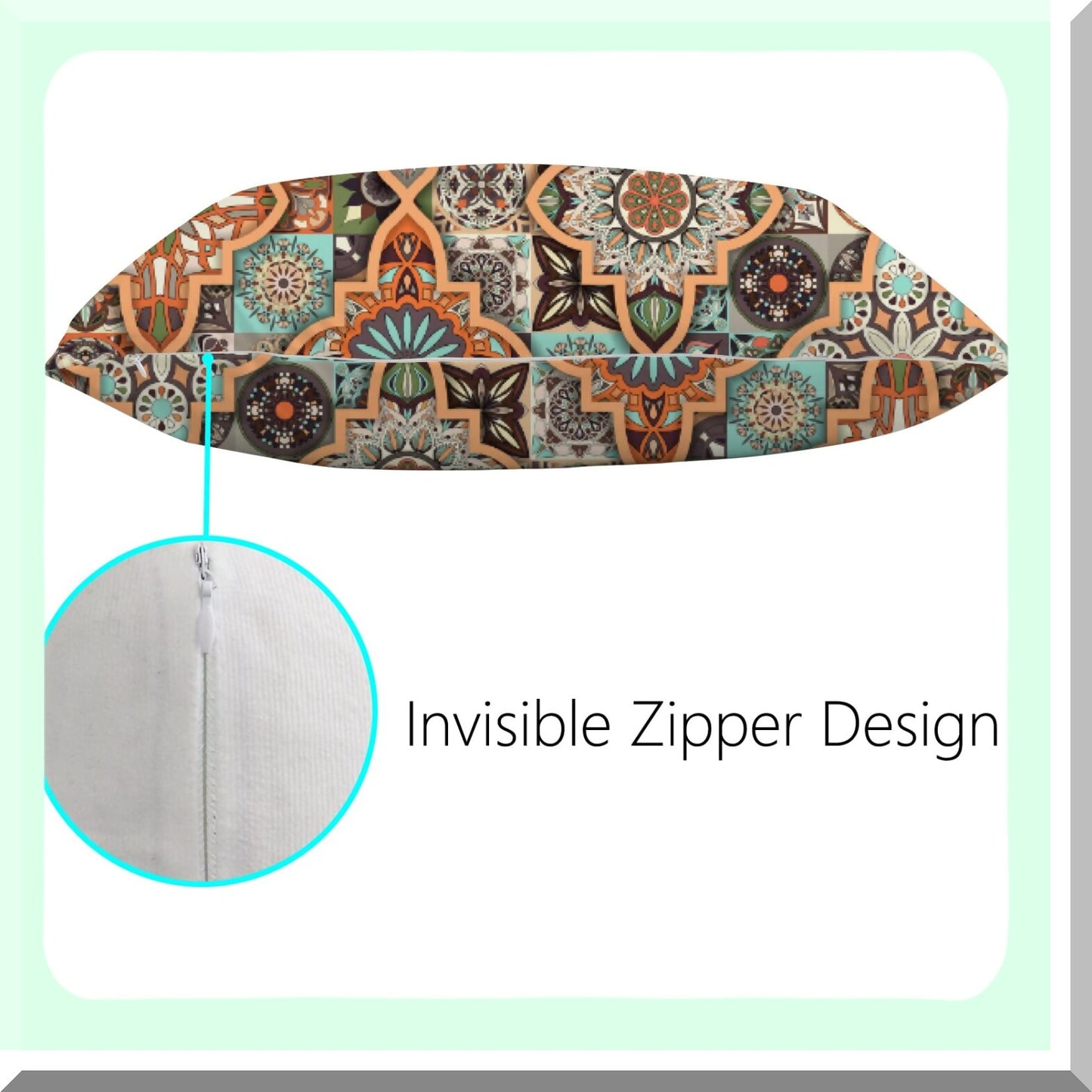 Bohemian Paisley Stripe Pillowcase Set - Vintage Ethnic Orange Brown Pillowcover Protector Sham Standard Size 20x26 Zippered - Pack of 2